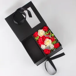 Hediye sargısı süper aşk mektubu akrilik kutular yapay köpük lateks sabun gülleri pembe şampanya kutusu Sevgililer Günü Düğün Partisi