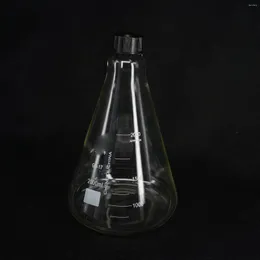 Borosilicon Glass 2000ml Conical Erlenmeyer Narrow Mouth Screw Cap Flask Lab Glassware