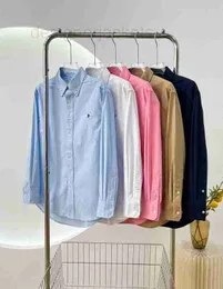 Camisas casuales para hombres Diseñador sin etiqueta Principios de otoño Nuevo Pony Bordado Básico Color sólido Pareja Camisa suelta Simple 5YWS