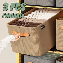 Storage Boxes Bins 1 2 3PCS Collapsible Clothing Organizer Closet Clothes Pants Drawer Toy 230906