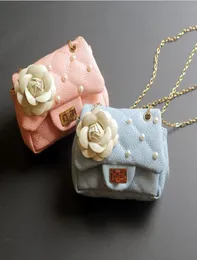Baby Girls Kids Hompors Handbags Beads CK104 Little Kid Bag Base Flower Flower Mini Messenger Bag Kids Fashion Leather Dusty8966487