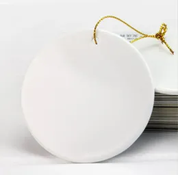 3 inç Noel yuvarlak süblimasyon boş seramik kolye daire özel süslemeleri Noel ağaç dekoru çift taraflı baskı sep01