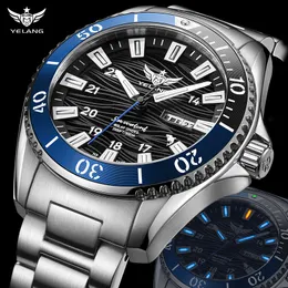 Wristwatches Yelang 44mmJapan EcoDrive Solar Movement Watch Luxury Mens Business 30ATM Professional Waterproof Gas Luminous 230905