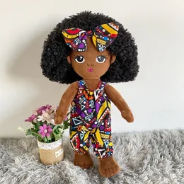 Dolls Hitam untuk anak anak 13 inci Soothe Moveable Afrika kain Doll lucu dekorasi kamar hadiah bayi perempuan 230905