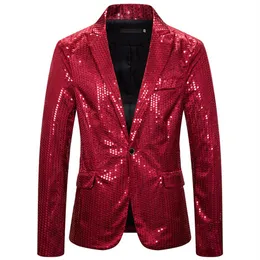 Männer Anzüge Blazer Glitter Pailletten Für Männer Bühne Leistung Rot Glänzend Sänger Ein Stück Anzug Jacke 2021 Mann Mode kleiden230i