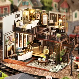 Akcesoria Doll House DIY Miniaturowy Dollhouse Diorama Toys Dzieci Ręcznie robione miniaturowe zagadki dla lalek