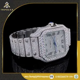 LVU5 100% Utmärkt kvalitetsvatten Ristant Ice Crushed Antique Dign Natural Moisannite Real Diamond Men's Watch