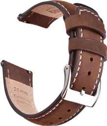 Basics Quick Release Leather Watch Band - Crazy Horse Oiled Leather Watch Strap - Choice of Color & Width - 20mm or 22mm