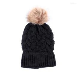 Baskar söt boll halloween xmas förälder-barn beanie hatt mamma barn vinter varm kabel stickad bobbles familj matchande virkning mössa