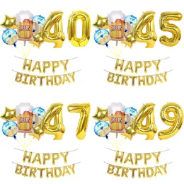 Altri articoli per feste per eventi 20 pezzi Saluti a 40 41 42 43 44 45 47 48 49 anni Compleanno Palloncini Birra Boccale Palla di vetro di vino Numero Banner Decorazioni 230905