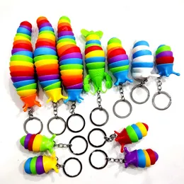 Regenbogenfarbener Flusskrebs-Schlüsselanhänger, Anhänger, Tasche, dekorieren, Puppe, Dekompression, Raupe, Schneckenspielzeug