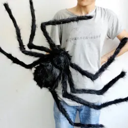 Halloween-Dekoration, schwarze Spinne, Spinne, Halloween-Dekoration, Spukhaus-Requisite, für drinnen und draußen, schwarzer Riese, 3 Größen, 906