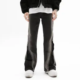 Män s jeans high street hip hop gradvis förändring blixtlås slits byxor design raka ben byxor casual män och kvinnor jeans 5023 230906