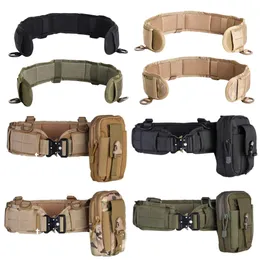 Waist Support Tactical Battle Belt Hunting MOLLE Men Battle Belt Set War Belt Military Inner Waist Belt with Phone Tool Bag for Shooting 230905