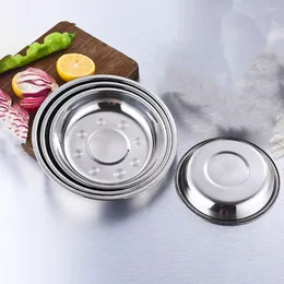 Servis uppsättningar rostfritt stål skiva rund design maträtt kök tallrik fördjupad förvaring grill muffin dekor