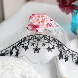 1 jarda 10cm de largura branco preto luxo malha bordada estrela renda para franja decoração borlas roupas vestido de casamento suprimentos de costura