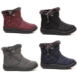 Lady Snow Boots Side Zipper Light Cotton Women's Shoes Black Red Blue Gray Winter Outdoor Sneakers