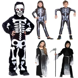 Özel Durumlar Umorden Cadılar Bayramı Parti Kafatası İskelet Kostümleri Çocuk Çocuk Korkunç Canavar Demon Şeytan Hayalet Grim Reaper Kostüm Erkek Kızlar 230906