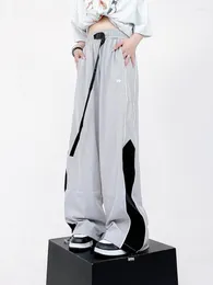 Kvinnors byxor Deeptown Y2K Gorpcore Patchwork Gray Parachute Women Hippie Kpop Oversize Baggy byxor Cyber ​​Harajuku Wide Leg Pantalons