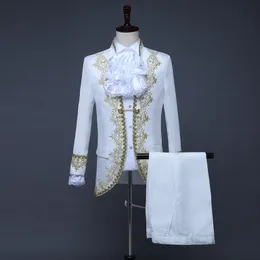Mężczyzny Prince Aristocrat wytłoczony retro vintage Rococo Medieval XVIII -wieczne spodnie płaszczowe stroje maskarady kostium ślubny 230906