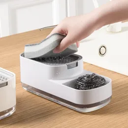 MOPS SOAP Dispenser Bottle Automatic Liquid Kitchen Sponge Brush Storage Box Manual för 230906