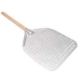 Baking Moulds Perforated Pizza Peel Professional Anodized Aluminum Peels Rectangular Turning Spatula With Detachable 230906