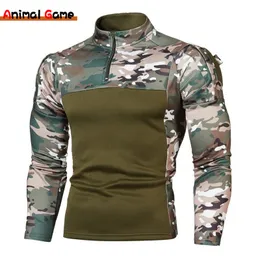Męskie swetry taktyczne mężczyzn Mężczyźni Mundur Wojskowy Kamuflaż Zippers Spi Suibits US Army Ubrania Camo Koszula z długim rękawem 230906