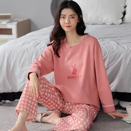 Vêtements de nuit pour femmes, pull d'automne, manches longues, pyjama en pur coton, édition Simple, coupe ample, ameublement de maison pour étudiantes pour filles