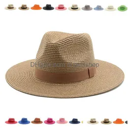 Breite Krempe Hüte Eimer Für Frauen Sun Ribbon Band Männer Hut St Sommer Panama Formale Party Im Freien Picknick Sombreros De Mujer Drop Lieferung Dhyev