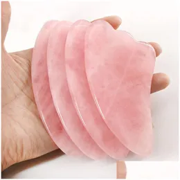 Massageboenar Rocks Tamax JD015 Rose Quartz Pink Jade Guasha Board Natural Stone Scraper Chinese Gua Sha Pad Drop Delivery Health DHRLS