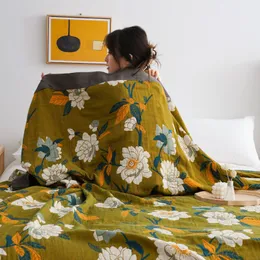 Одеяла европейское одеяло хлопчатобумажное марлевое полотенце для дивана для взрослых весной и летом офисный сон кондиционер покрывало королевского размера 230906