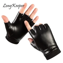 Five Fingers Gloves Men's Gloves Half Finger Leather PU Mountaineering Hunting Riding Winter Warm Waterproof Non-Slip Fashion Fingerless Gloves 230906