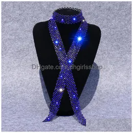 Neck Ties Shiny Rhinestones Men Women Fashion Sequins Party Night Club Bar Simple Style High Quality Accessories Handmade Drop Deliver Dhcvy