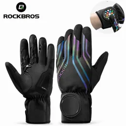 Luvas de ciclismo Rockbros grosir sarung tangan musim dingin pintar layar sentuh sepeda motor bulu hangat ski S240 230905