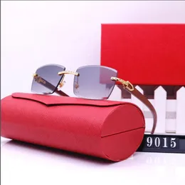 Luxury sunglasses men's brand red box leather box metal diamond glasses ocean blue slice color changing mirror