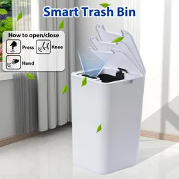 Avfallsfack Sdarisb Smart Sensor Trash Can Automatic Kicking White Sop Bin For Kitchen Badrum Waterproof 8 5 12L Electric 230906