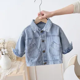 Jackor Spring Autumn Boys Denim Jacket Coat Baby Girls Coats Toddler Kids Ytterkläder Barn Jean Coat 1-6 år Jackor 230905