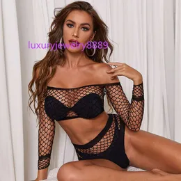 Bras Sets Sexy Lingerie Bodysuits Erotic Open Crotch Elasticity Mesh Body Stockings Porn Underwear Costumes Nuisette 2Pcs