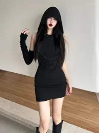 Skirts Two Pieces Set Fashion Off Shoulder Women Hoody Oversleeve Slim Waist Tunic Sexy Solid All Match Harajuku Y2k Aesthetic