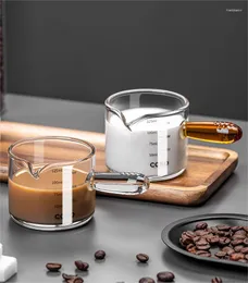 Bicchieri da vino Tazza da caffè espresso in vetro trasparente con mini maniglia di estrazione graduata in grado di resistere al latte ad alta e bassa temperatura