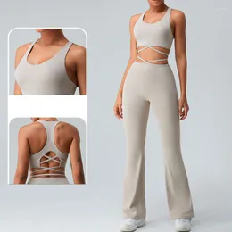 Conjuntos ativos zero-feel super elástico macio yoga conjunto 2 peças ternos esportivos à prova de choque brahigh wasit flare leggings ginásio roupas atléticas