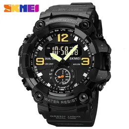 Armbanduhren SKMEI 2 Zeit Hintergrundbeleuchtung Herrenuhren Casual Digital Sport Stoppuhr Alarm Wasserdichte Quarzuhr reloj hombre 230905