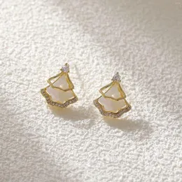 Dangle Earrings Korea Fashion Pendientes Nacar w/S925 stud micro-thlaid w/Zircon Brass/14K Gold Loving Jewelry for Women 2023 Sale