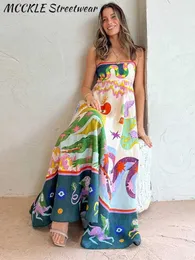 Stampa Slip Dress Donna Midi 2023 Estate senza maniche Looes Vacanza Abiti da spiaggia Casual Divertimento Graffiti Prairie Chic Abito femminile