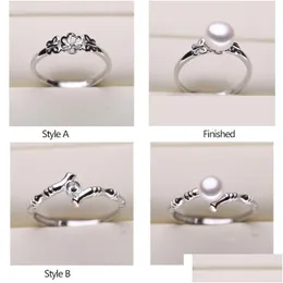 Schmuckeinstellungen Perlenring Galvanisierte Platinringe für Frauen 20 Stile Mix Diy Einstellbare Größe Weihnachtsgeschenk Statement Drop Del Otj2D