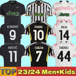 4XL 2023 2024 Vlahovic Chiesa Milik Soccer Jerseys Juventus 23 24 Pogba Men Kids Set Bonucci Kit Di Maria Uniorm Kostic Fagioli Fagioli Danilo Maglie Da Calcio