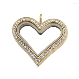 Collares colgantes Oro Plata Balck Corazón Cristales Acero inoxidable Magnético Flotante Locket Vidrio Memoria viva Lockets para hacer joyería DIY