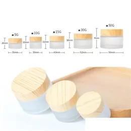 Verpackungsflaschen Großhandel Milchglasglas Hautpflege Augencreme Flasche Nachfüllbare Gläser Kosmetikbehälter Topf mit Kunststoff Holz Grai Otxbh