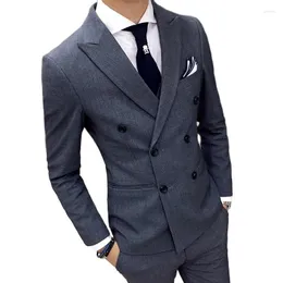 Men's Suits High-quality Goods Cotton Groom's Fashion Pure Color Mans Suit Blazer Trousers Male Formal Business Jackets And Pants
