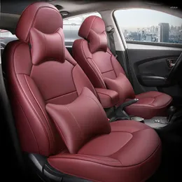 Bilstol täcker modefärgblockering för IX35 2010-2023 lädervattentät skyddsstyling tillbehör svart /röd